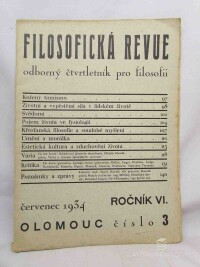 kolektiv, autorů, Filosofická revue: Odborný čtvrtletník pro filosofii; ročník VI.; č. 3, 1934