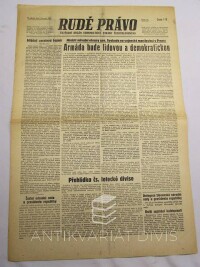 kolektiv, autorů, Rudé právo: Ústřední orgán komunistické strany Československa číslo 23, Ministr národní obrany den. Svoboda na vojenské manifestaci v Praze: Armáda bude lidovou a demokratickou, 1945