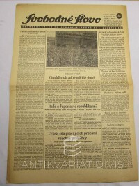 kolektiv, autorů, Svobodné slovo: Ústřední orgán čs. strany národně socialistické ročník I. číslo 30, Churchill o zahraničně-politické situaci, 1945