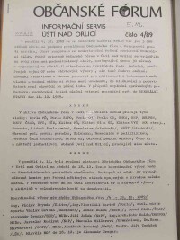 kolektiv, autorů, OF - Občanské Fórum - Informační servis Ústí nad Orlicí, číslo 4. , 1989
