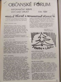 kolektiv, autorů, OF - Občanské Fórum - Informační servis Ústí nad Orlicí, číslo 9. , 1989