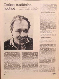 Winter, Jaroslav, Změna tradičních hodnot: S nositelem společné plakety prezidia ČSAV a ÚV SSM, 1988