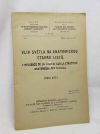 Rácz, Josef, Vliv světla na anatomickou stavbu listů, 1938