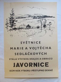 Sedláček, Vojtěch, Sedláčková, Marie, Stálá výstava krajek a obrazů, Javornice, 0