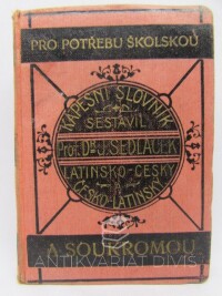 Sedláček, Josef, Nový kapesní slovník latinsko-český a česko-latinský pro potřebu školskou a soukromou, 1926