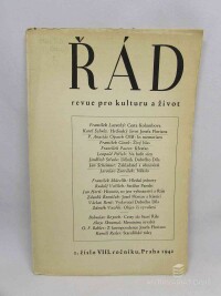 kolektiv, autorů, Řád: Revue pro kulturu a život (1. číslo VIII. ročníku), 1942