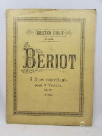 Bériot, de Charles, 3 Duos Concertants pour 2 Violons, 0