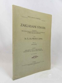 Tolman, Břetislav, Zakládání staveb: Učebnice pro posluchače vysokých škol technických a příručka pro inženýry. díl II. Zakládání, svazek 4: Základová půda a její ohledání. Zakládání na půdách málo únosných, 1937