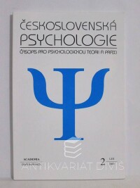 kolektiv, autorů, Československá psychologie: Časopis pro psychologickou teorii a praxi; ročník LIII, číslo 2, 2009