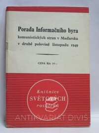 kolektiv, autorů, Porada Informačního byra komunistických stran v Maďarsku v druhé polovině listopadu 1949, 1949