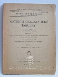 kolektiv, autorů, Matematické a statistické tabulky, díl I. - Matematické tabulky, 1944