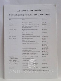 Marek, Jan, Autorský rejstřík Sběratelských zpráv č. 91-100 (1999-2002), 2002