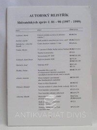Šůla, Jaroslav, Autorský rejstřík Sběratelských zpráv č. 81-90 (1997-1999), 2000