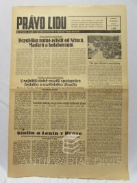 kolektiv, autorů, Právo lidu 19. 5. 1945, ročník 48, číslo 8: Republiku nutno očistit od Němců, Maďarů a kolaborantů atd., 1945