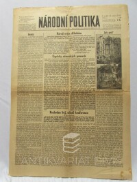 kolektiv, autorů, Národní politika 18. 2. 1945, ročník LXIII, číslo 42: Úspěchy německých ponorek; Rozhodne boj, nikoli konference atd., 1945