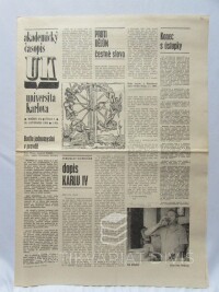 Horníček, Miroslav, Starý, Oldřich, Akademický časopis UK 20. 11. 1968, ročník XV, číslo 4: Buďte jednomyslní v pravdě; Konec s ústupky atd., 1968