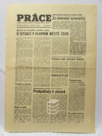 kolektiv, autorů, Práce - Deník revolučního odborového hnutí 31. 8. 1968: O situaci v hlavním městě ČSSR atd., 1968