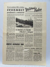 kolektiv, autorů, Večerní Praha 24. 8. 1968: První setkání NS s vládou: Svornost poslanců a ministrů; Svět je nám po boku atd., 1968