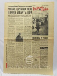 kolektiv, autorů, Večerní Praha 2. 9. 1968, ročník XIV, číslo 197: Základ i příštích dnů: Jednota strany a lidu, 1968