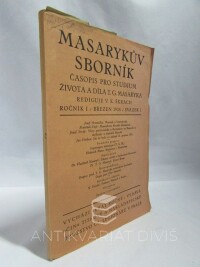 kolektiv, autorů, Masarykův sborník: Časopis pro studium života a díla T. G. Masaryka: Ročník 1, březen 1924, svazek 1, 1924