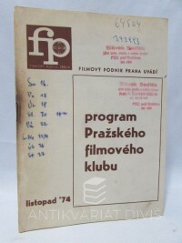 kolektiv, autorů, Program Pražského filmového klubu na měsíc listopad 1974, 1974
