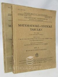 Čuřík, František, Jareš, Vojtěch, Klokner, František, Matematické a statické tabulky I - II., 1944