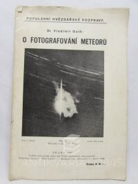 Guth, Vladimír, Populární hvězdářské rozpravy: O fotografování meteorů, 1940