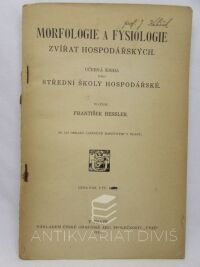 Hessler, František, Morfologie a fysiologie zvířat hospodářských, 1918