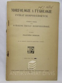 Hessler, František, Morfologie a fysiologie zvířat hospodářských, 1918