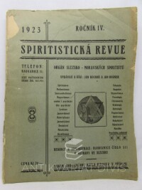 Kuchař, Jan, Rosner, Jan, Spiritistická revue - Časopis pro psychická studia a šíření duševní kultury v lidu, konvolut, ročník IV. chybí číslo 8), 1923