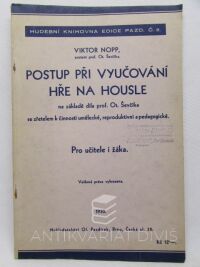 Nopp, Viktor, Postup při vyučování hře na housle na základě díla prof. Ot. Ševčíka, 1930