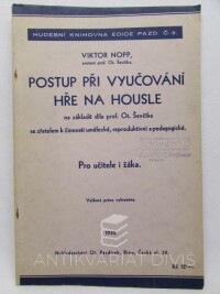 Nopp, Viktor, Postup při vyučování hře na housle na základě díla prof. Ot. Ševčíka, 1930