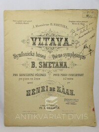 Smetana, Bedřich, Káan, Henri de, Vltava - Symfonická báseň pro koncertní přednes pro piano na 2 ruce, 0