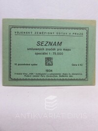 kolektiv, autorů, Seznam smluvených značek pro mapu, 1934