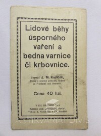 Kadlčák, J. M., Lidové běhy úsporného vaření a bedna varnice či krbovnice, 1916