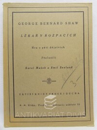 Shaw, George Bernard, Lékař v rozpacích: Hra o pěti dějstvích, 1926